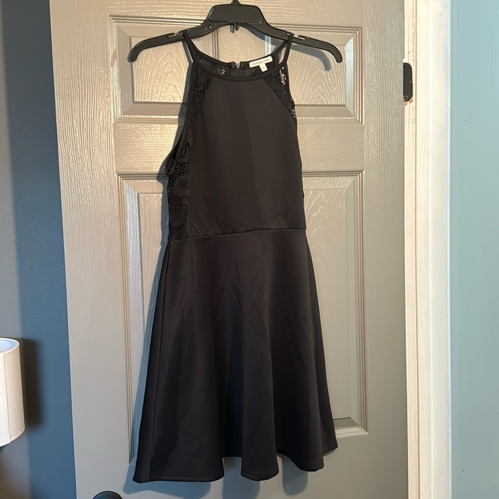 Lace back halter skater dress